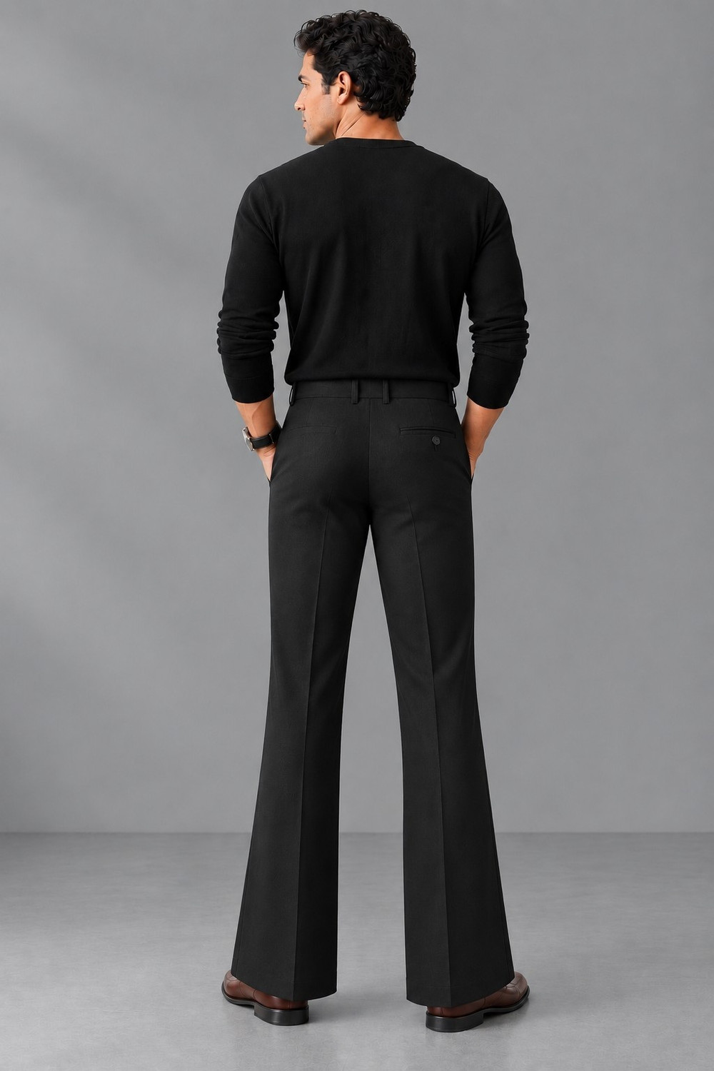 Image of MDWEAR Flared Men Black Trousers