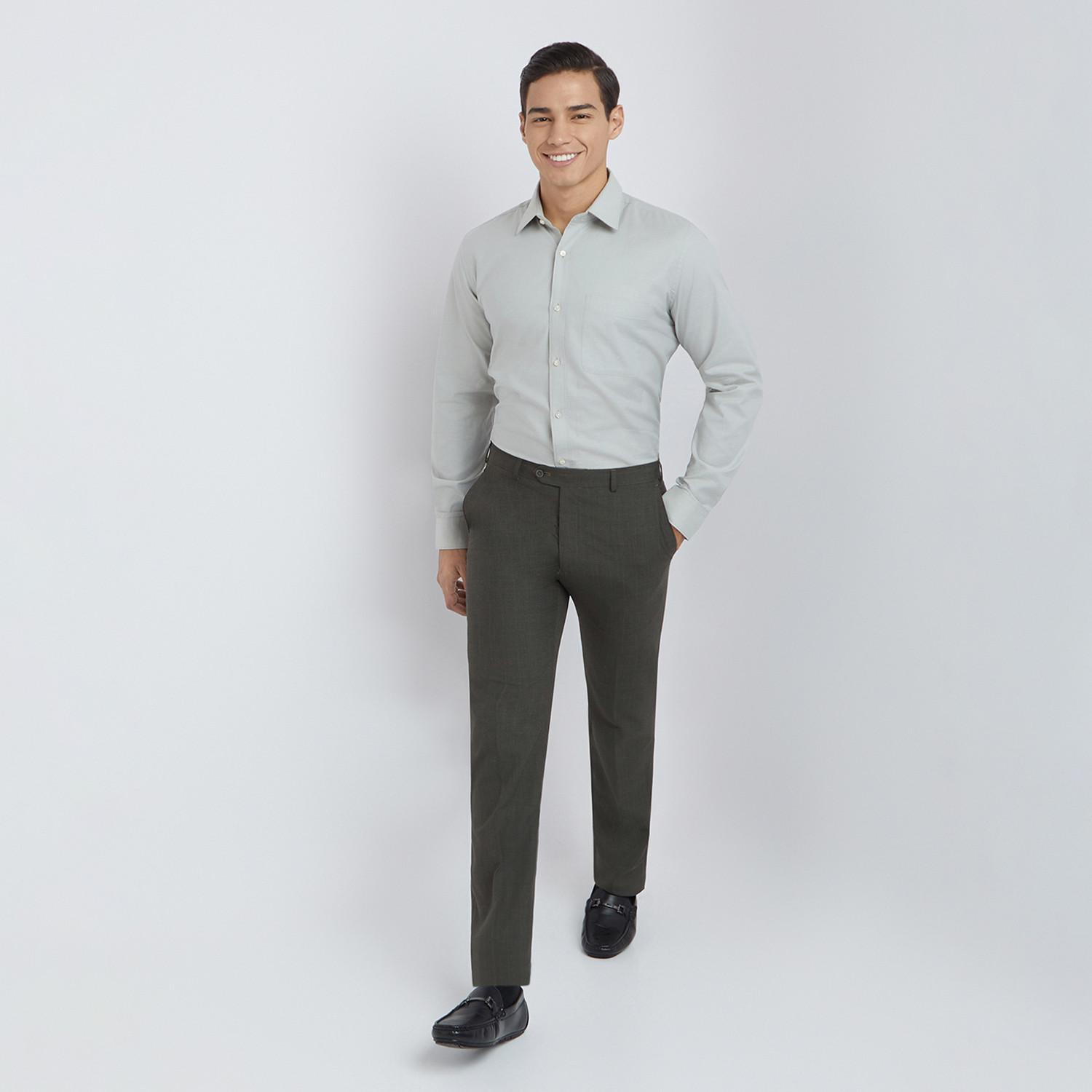 Image of Raymond Regular Fit Men Brown Trousers