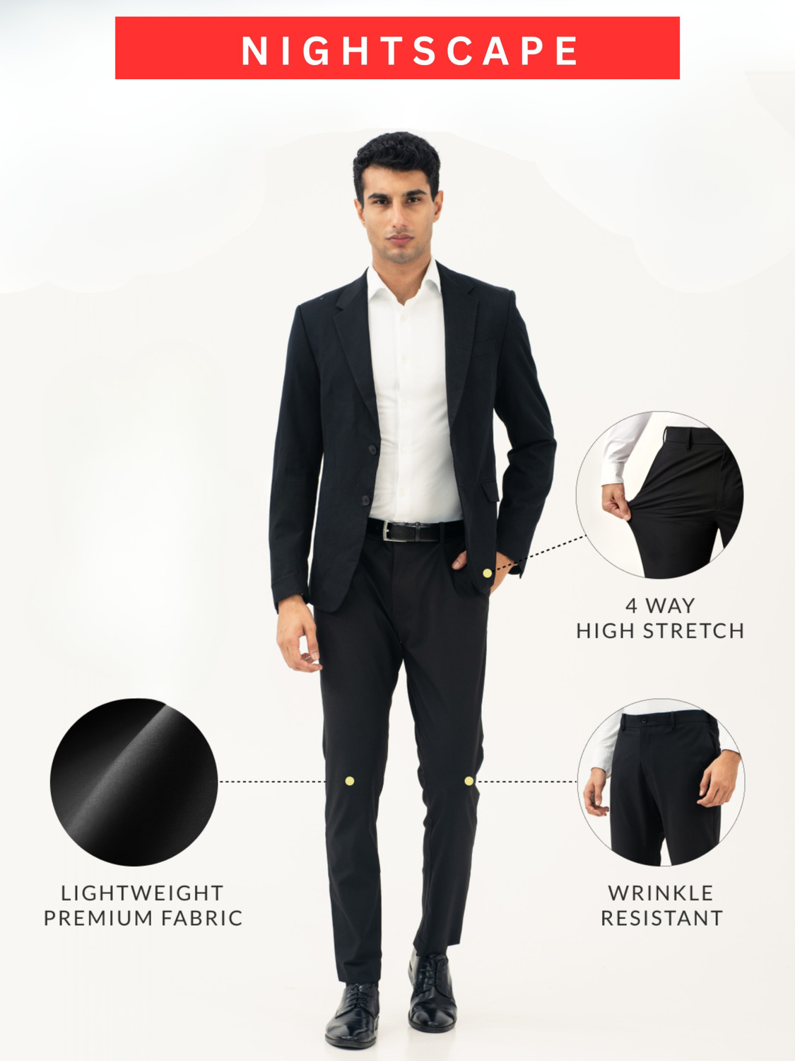 Image of nightscape Relaxed Men Black Trousers