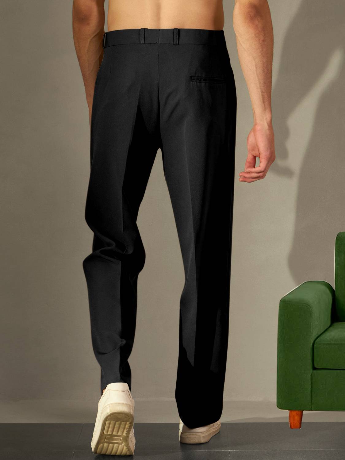 INDICLUB Loose Fit Black Trousers for Men - Image 3