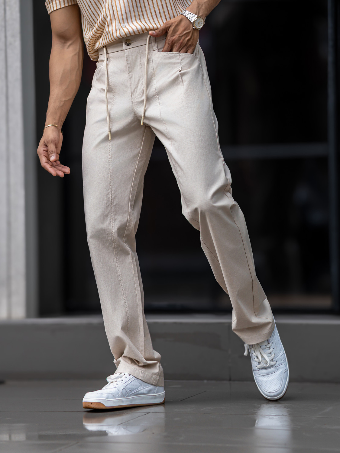 Image of MANIAC Regular Fit Men Brown Trousers