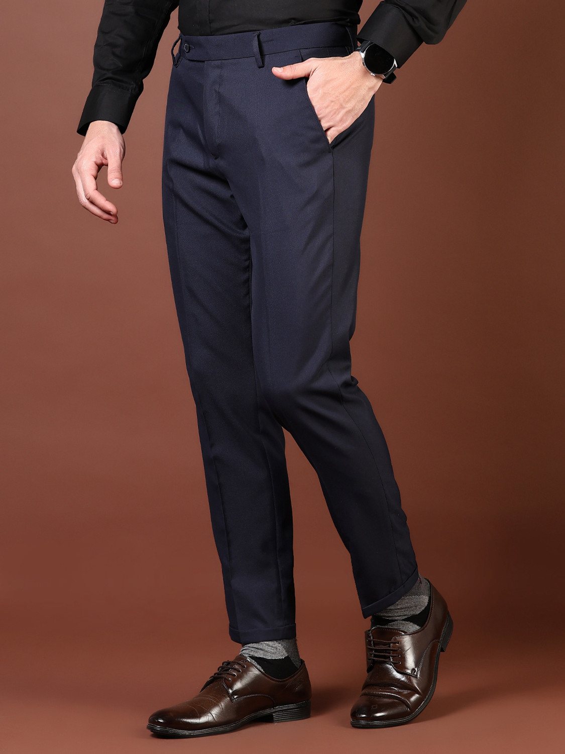 Image of V-MART Regular Fit Men Blue Trousers