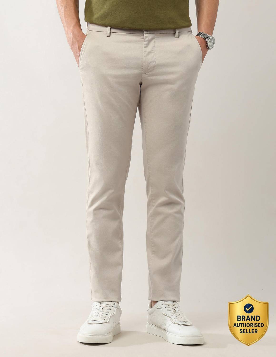 Arrow Sport Slim Fit Men Brown Trousers