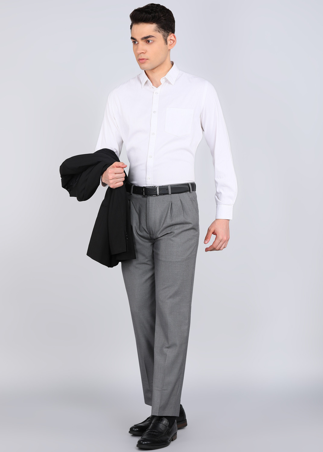 Image of PARK AVENUE Comfort Fit Men Grey Trousers