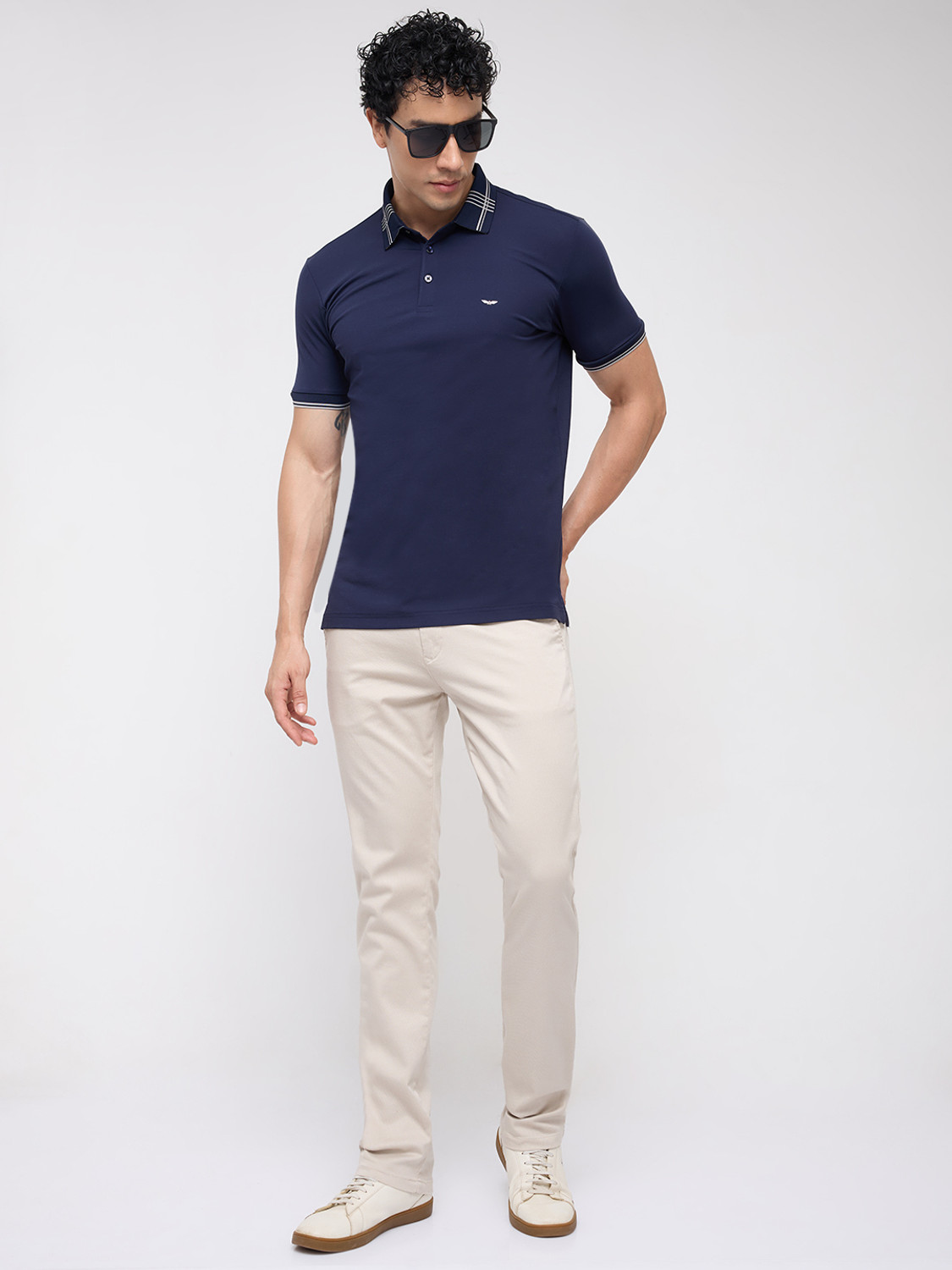 Image of KILLER Slim Fit Men Cream Trousers