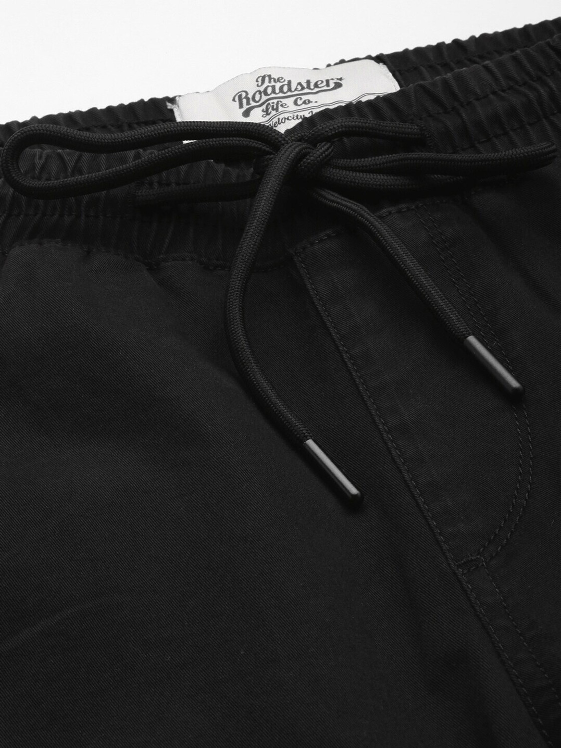 Image of Roadster Men Regular Fit Black Pure Cotton Trousers