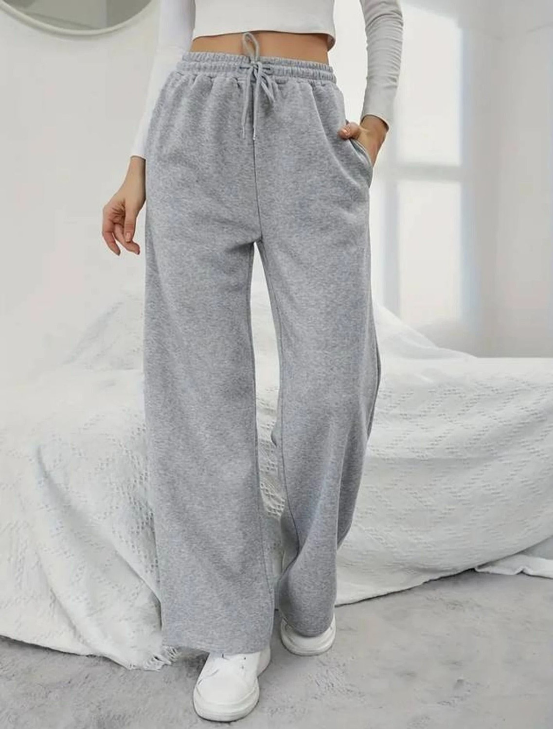 Image of FLEPZIQ Regular Fit Women Grey, Black Trousers