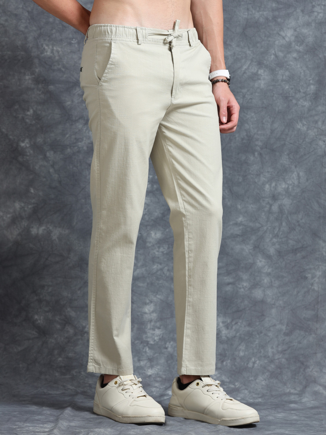 Image of Trumode Relaxed Men Cream Trousers