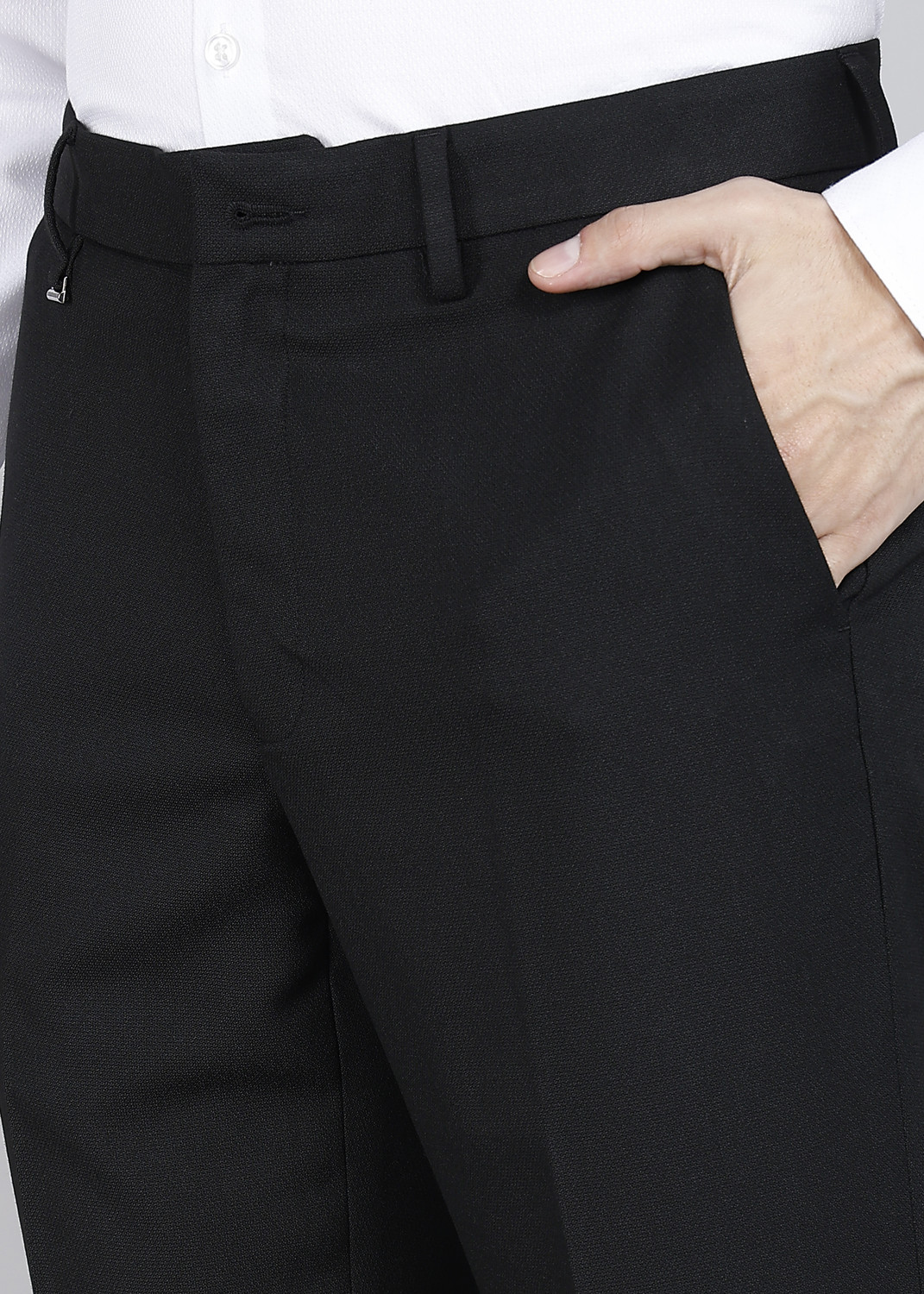 Image of VAN HEUSEN Slim Fit Men Black Trousers