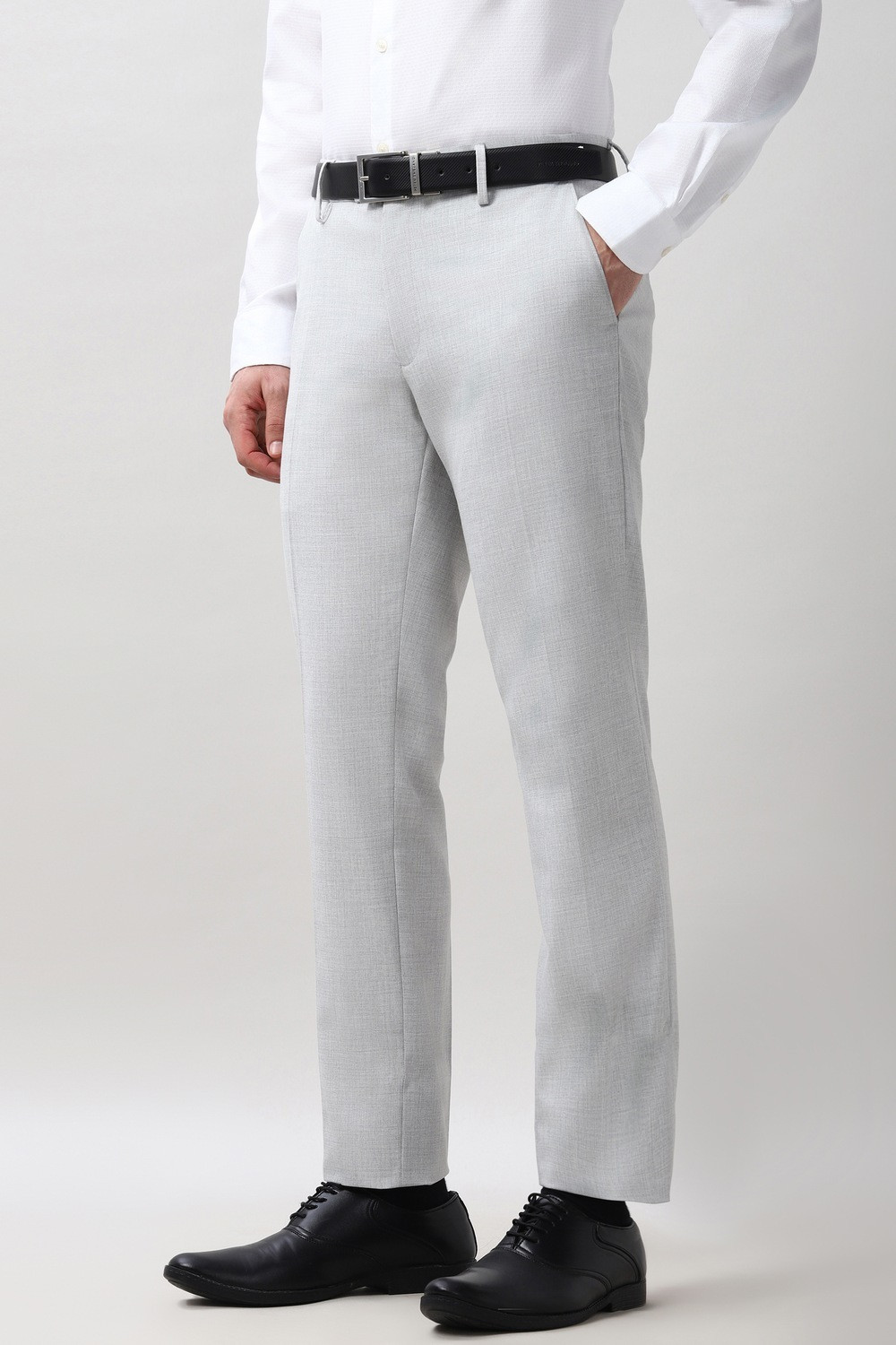 Image of PETER ENGLAND Slim Fit Men Grey Trousers