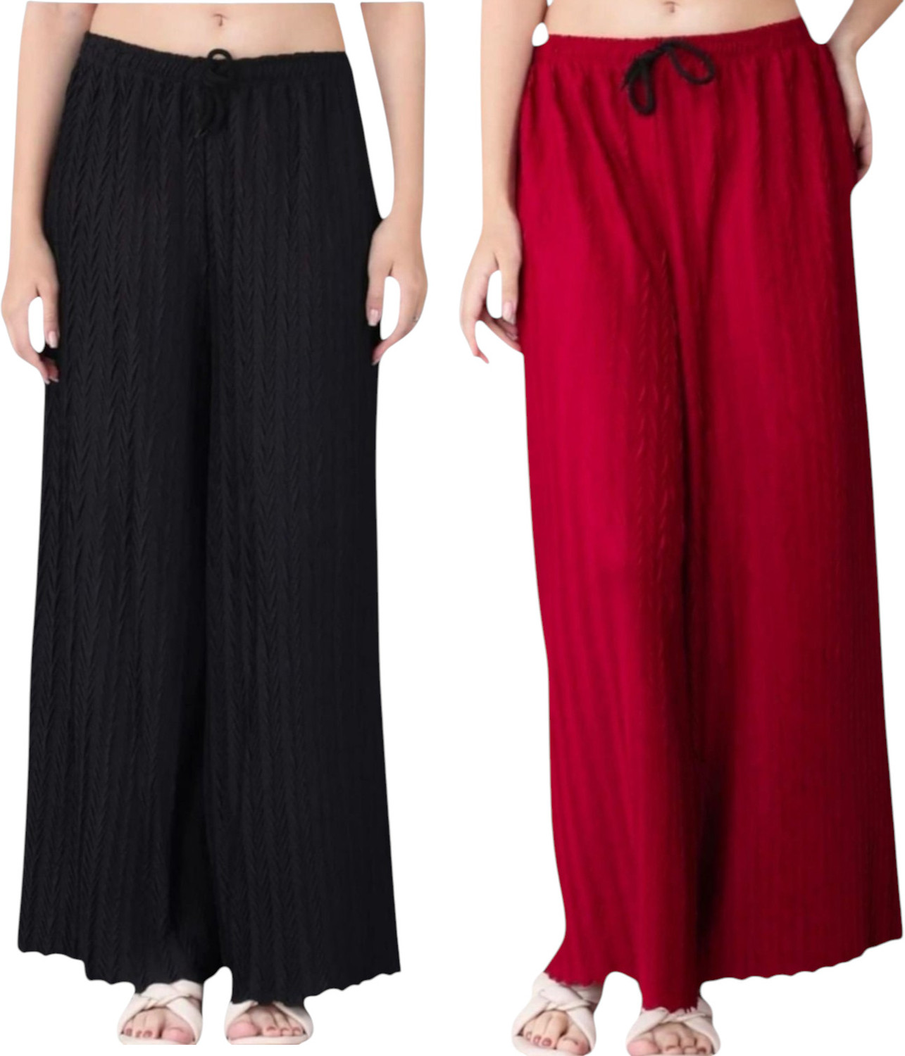 Image of FIBBIZZ Regular Fit Women Red, Black Trousers