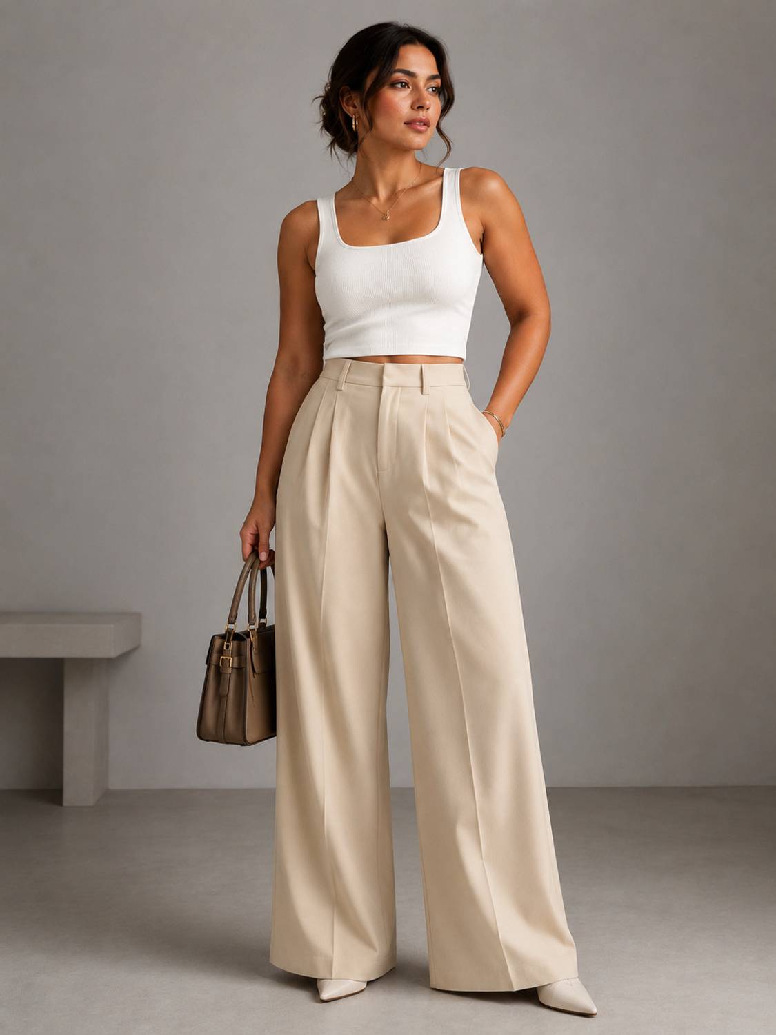 KOTTY Relaxed Women Beige Trousers - Image 3