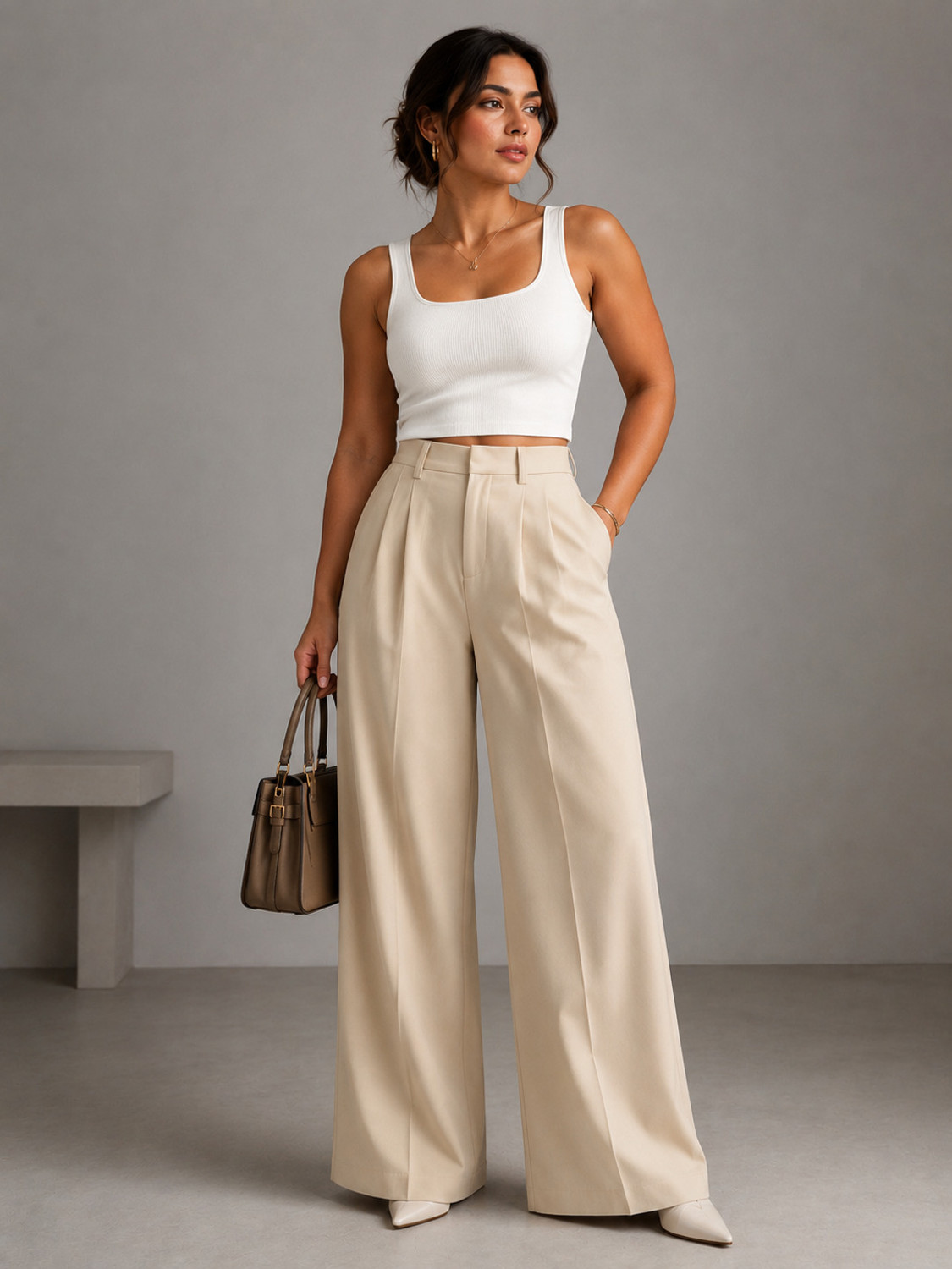 Image of KOTTY Relaxed Women Beige Trousers