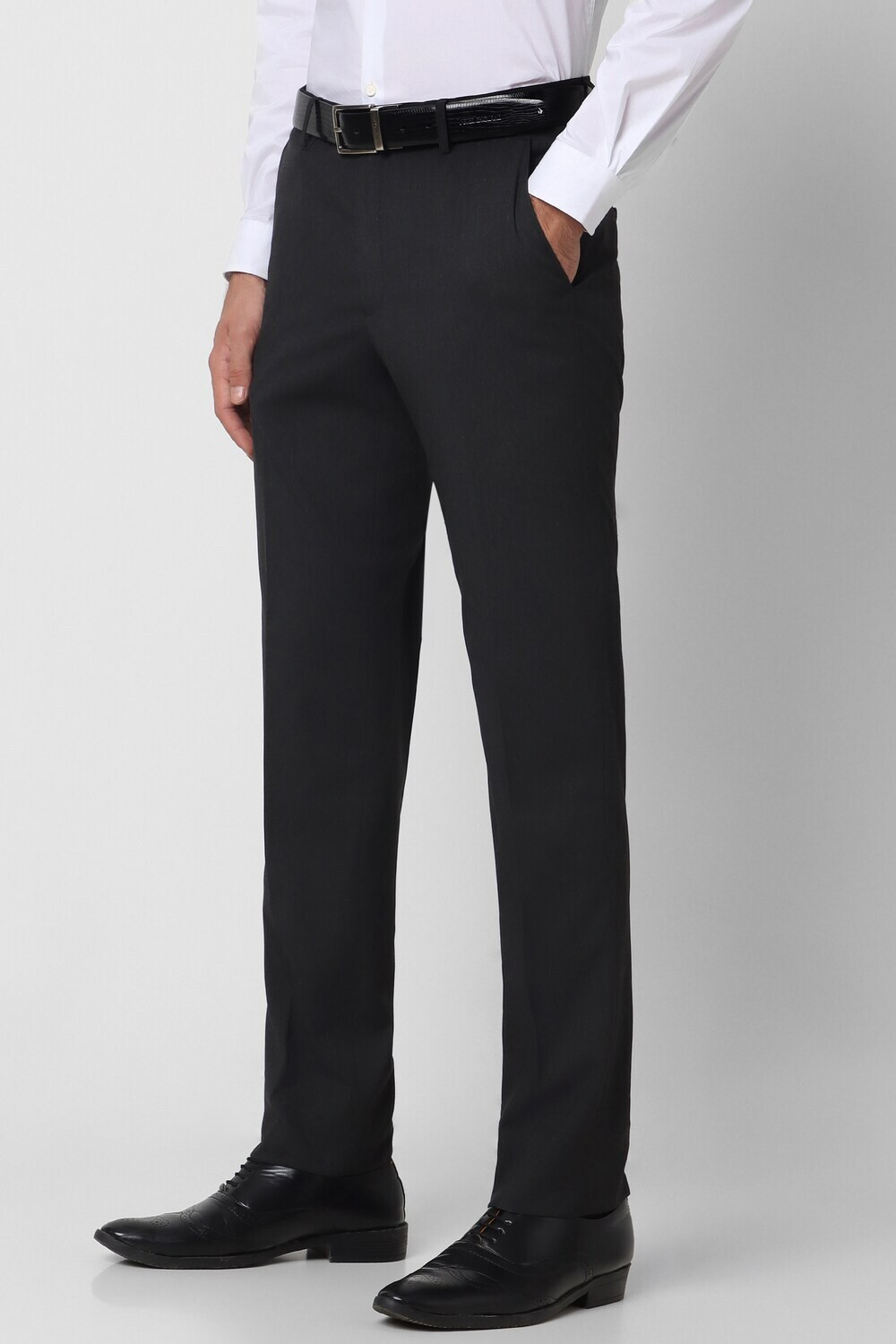 Image of PETER ENGLAND Slim Fit Men Black Trousers