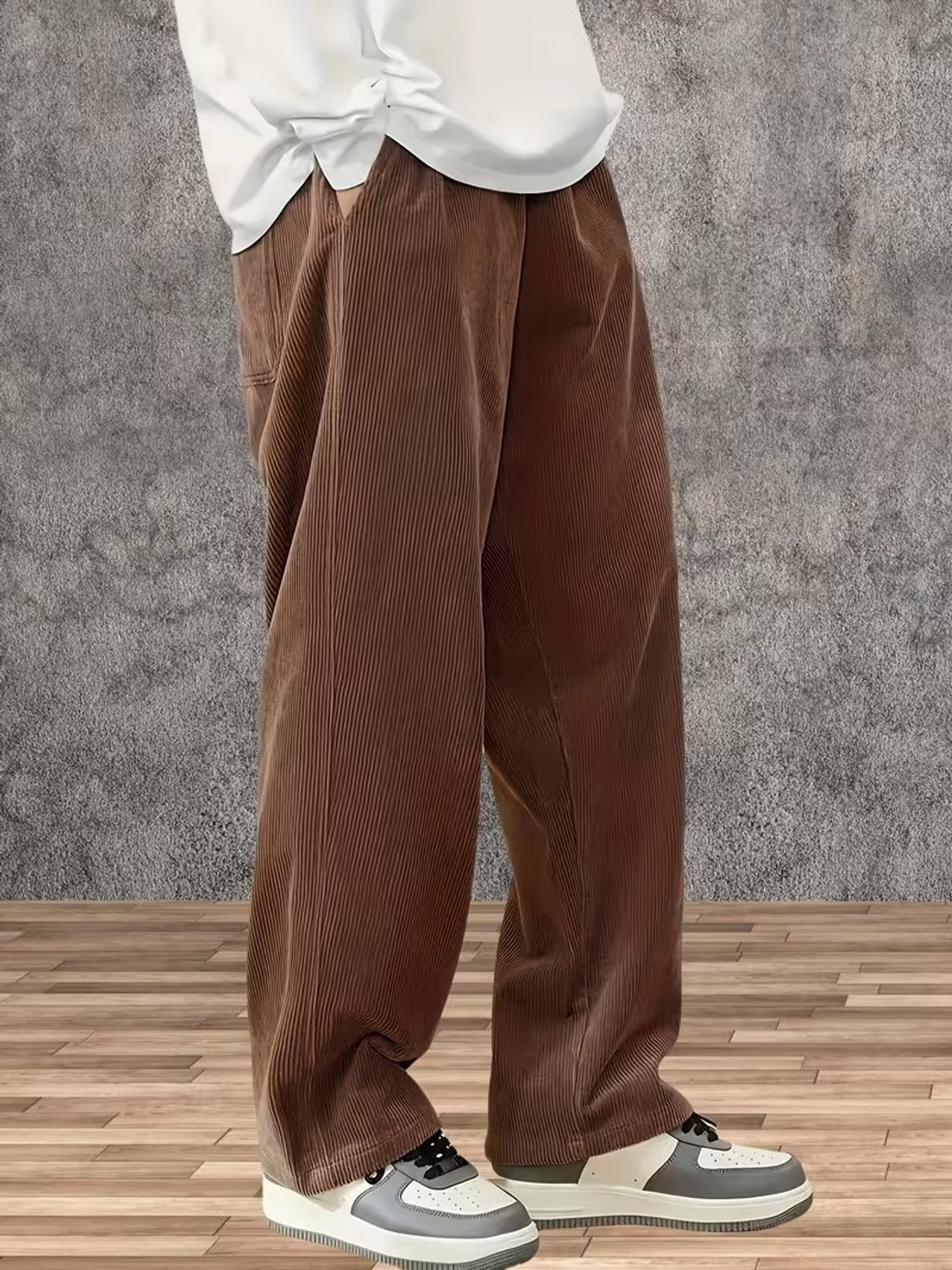 Image of JexPuti Loose Fit Men Brown Trousers