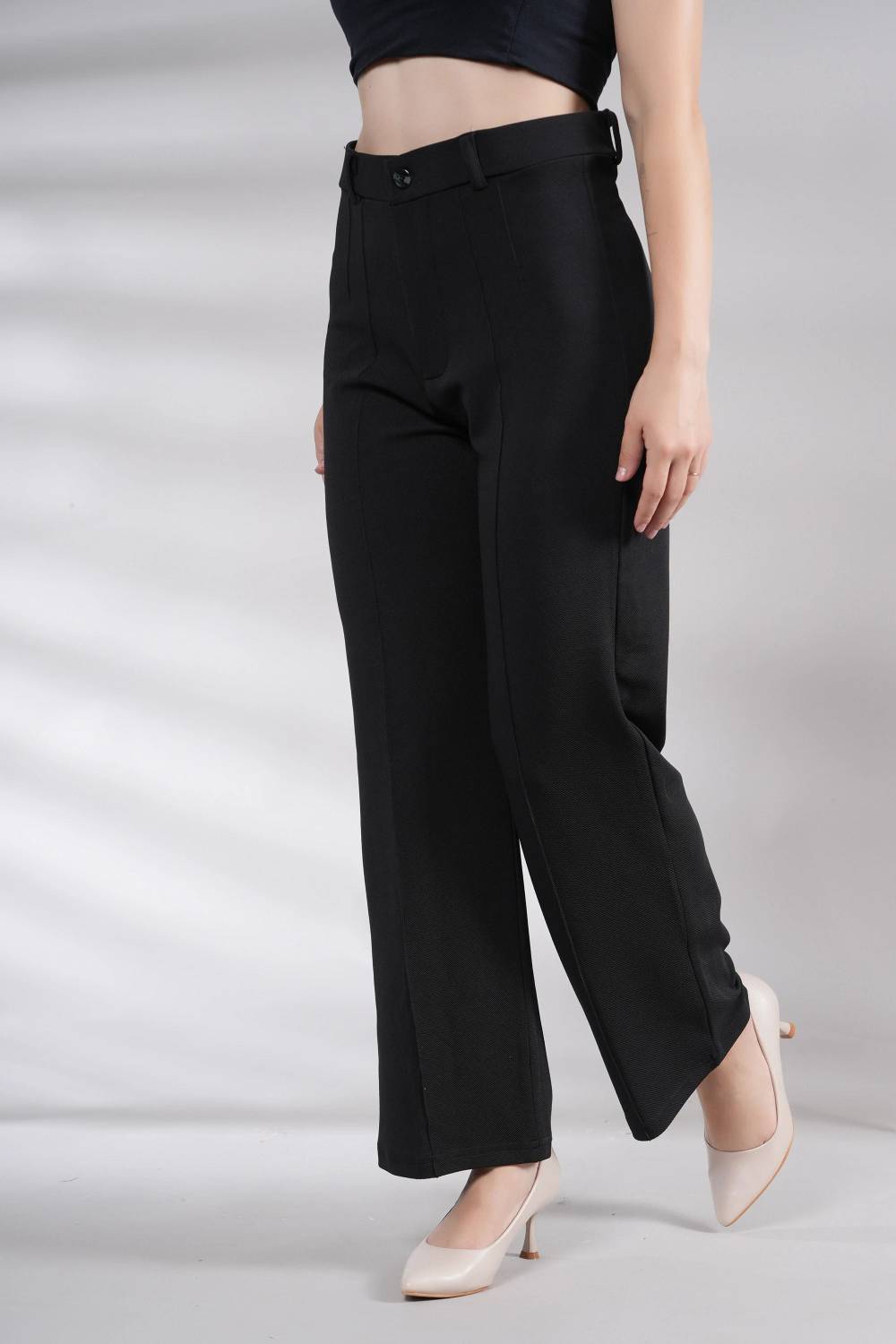 NEYSA Regular Fit Black Trousers for Women - Image 3