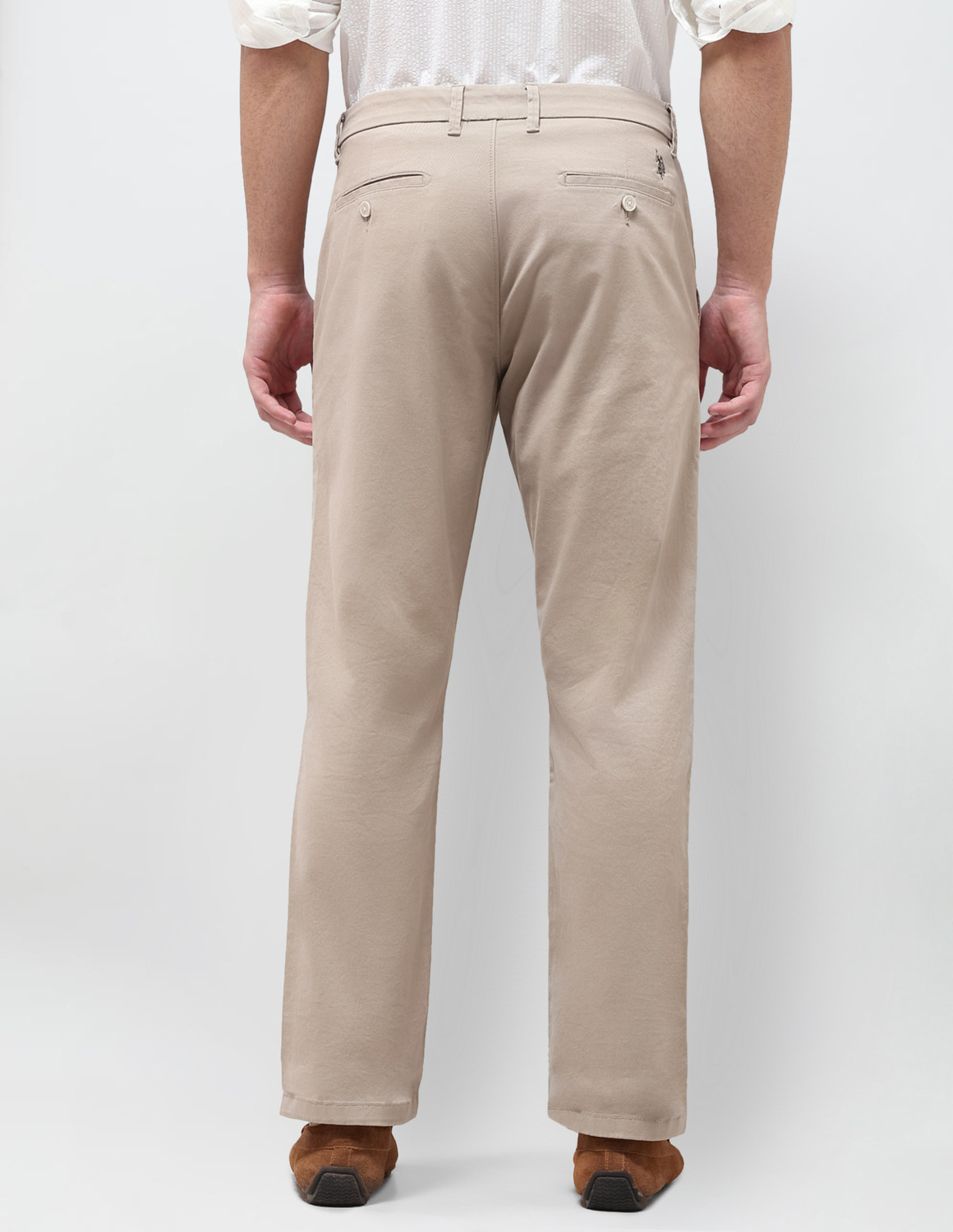 Image of U.S. POLO ASSN. Straight Fit Men Beige Trousers