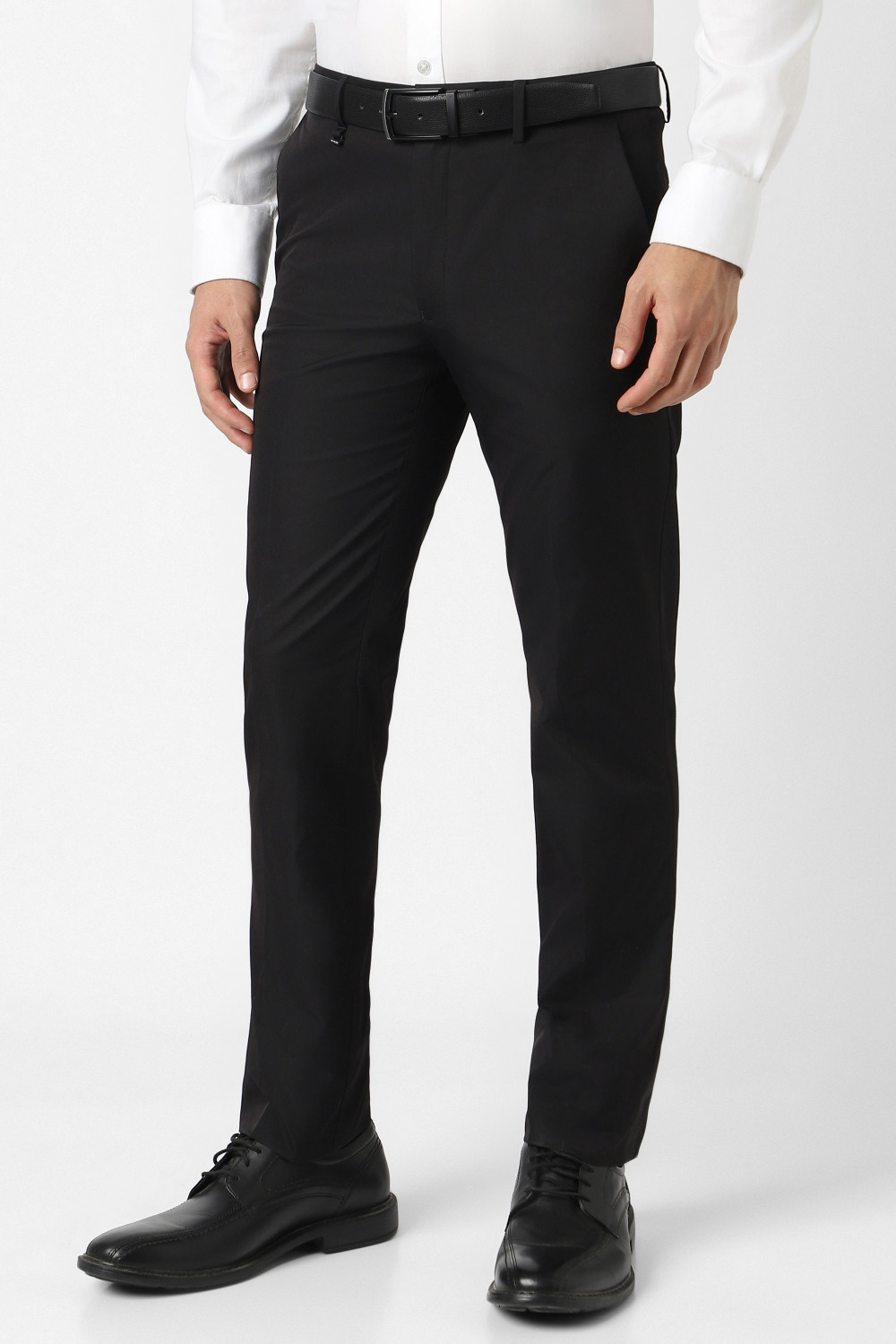 Image of VAN HEUSEN Slim Fit Men Black Trousers