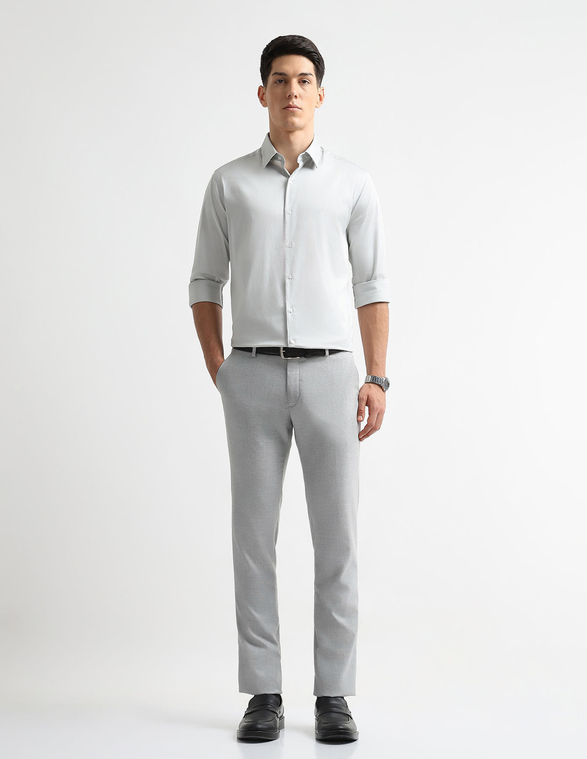 Image of ARROW Tapered Men Grey Trousers