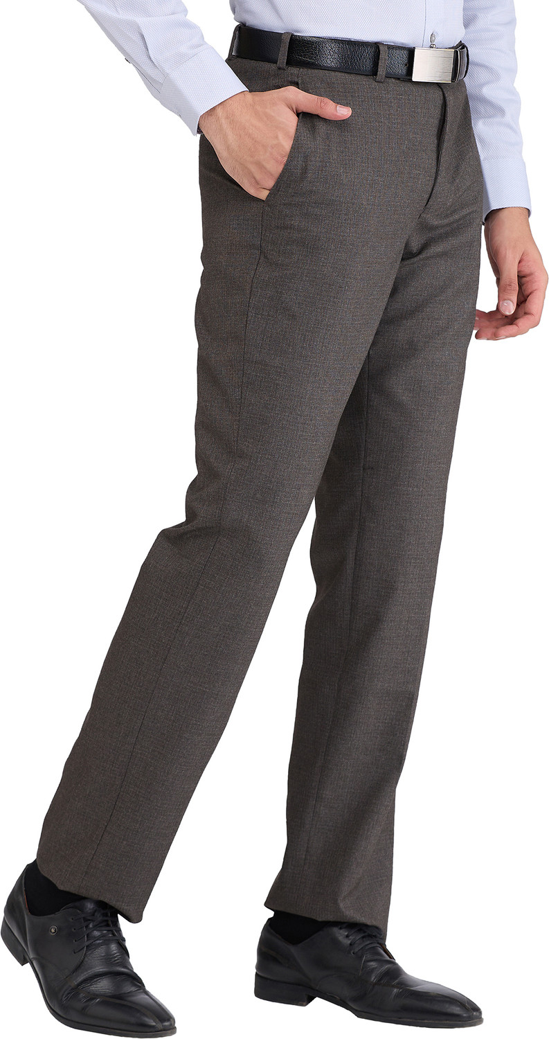 Image of PARK AVENUE Regular Fit Men Brown Trousers