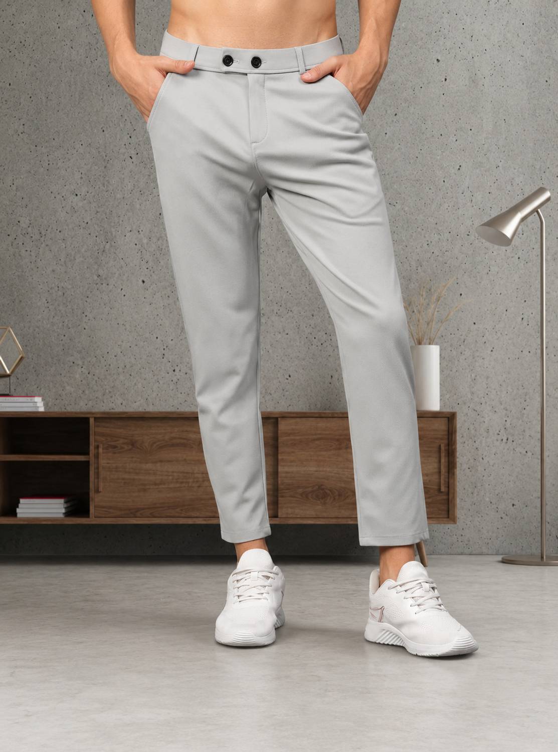 Aurora Slim Fit Men Grey Trousers