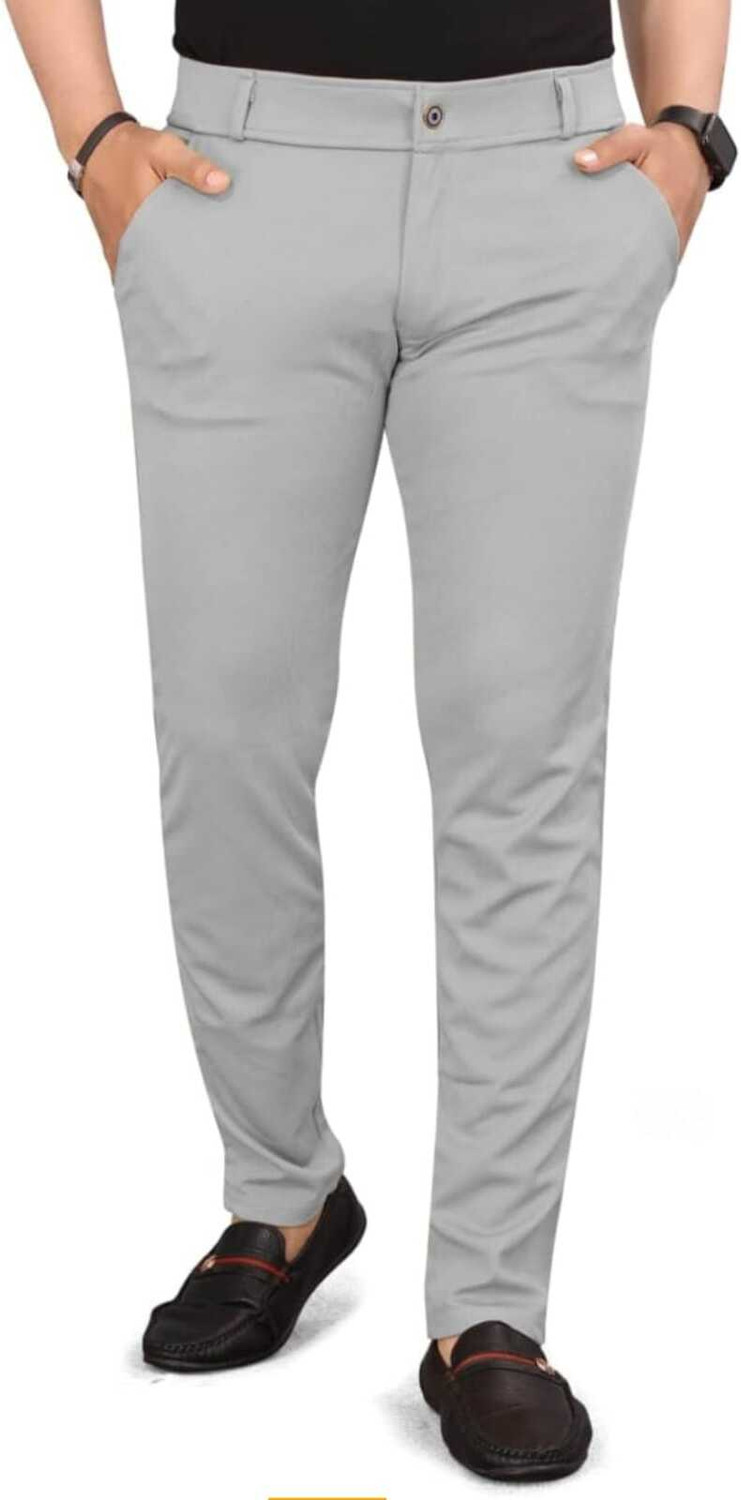 Image of VIJETAGARMENTS Comfort Fit Men Grey Trousers