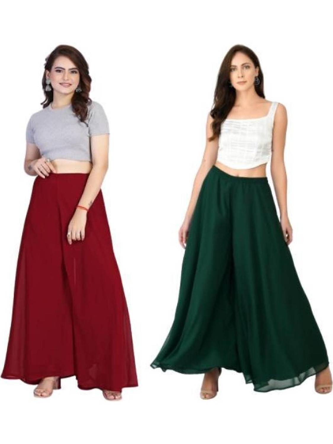 BHAGYASHRAY Regular Fit Women Green, Red Trousers