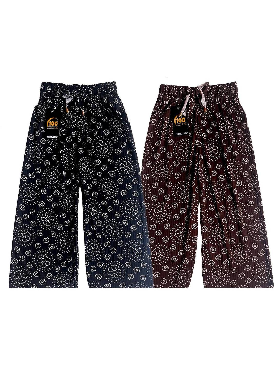 100LUCK Loose Fit Girls Brown, Black Trousers