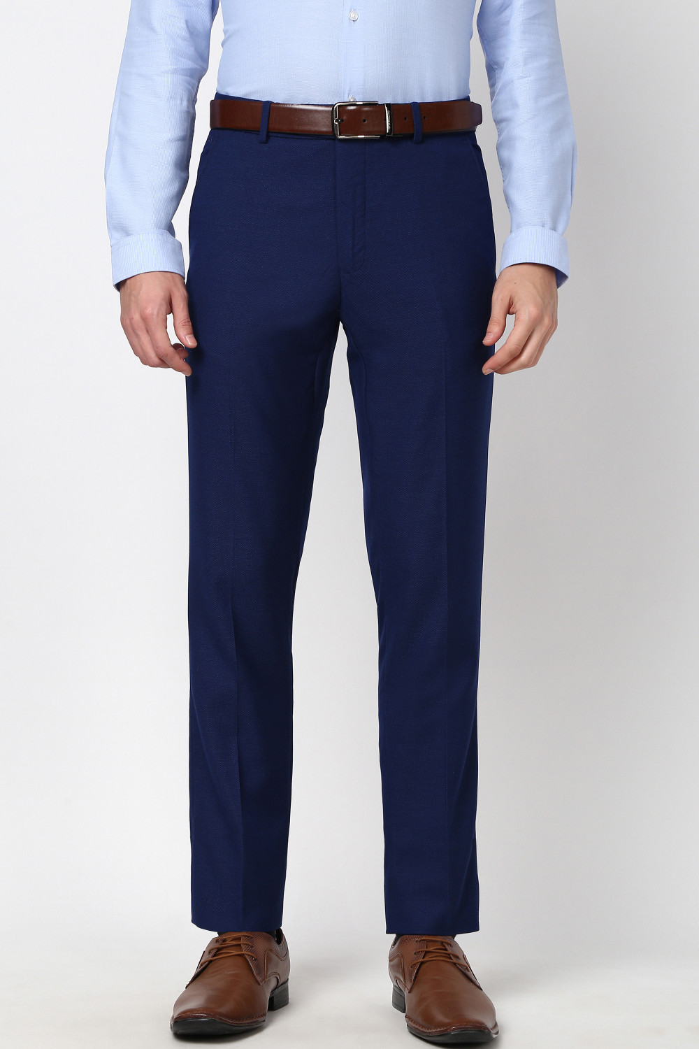Image of PETER ENGLAND Slim Fit Men Blue Trousers