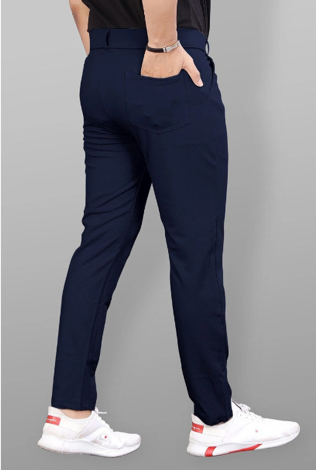 Image of VOKAY Tapered Men Blue Trousers
