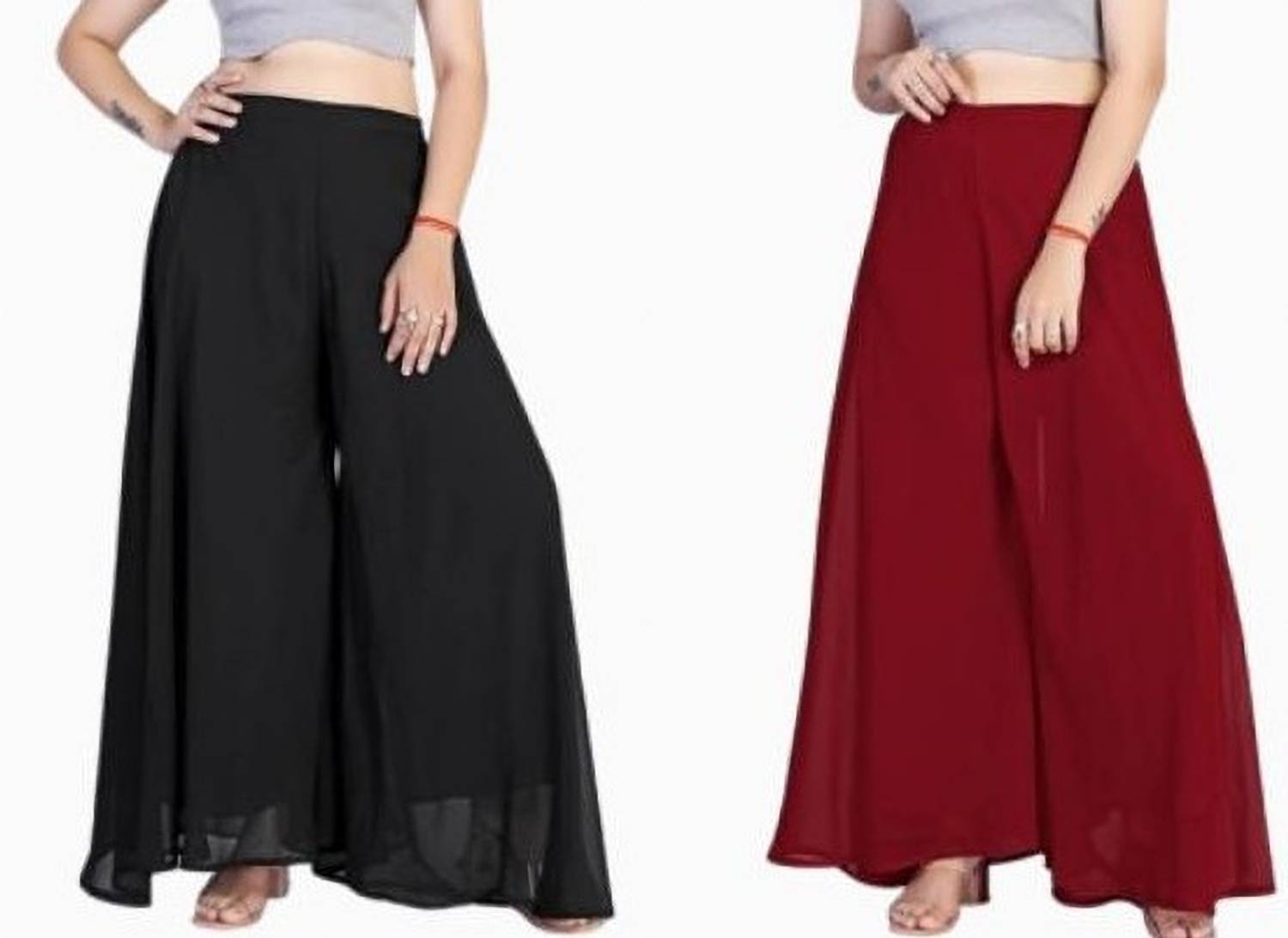 BHAGYASHRAY Regular Fit Women Black, Maroon Trousers