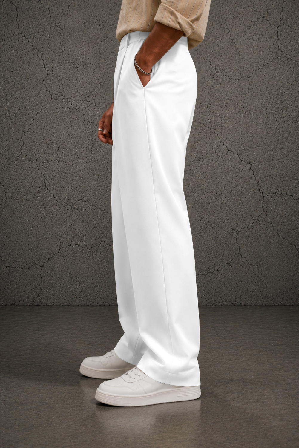 Image of FTX Loose Fit Men White Trousers