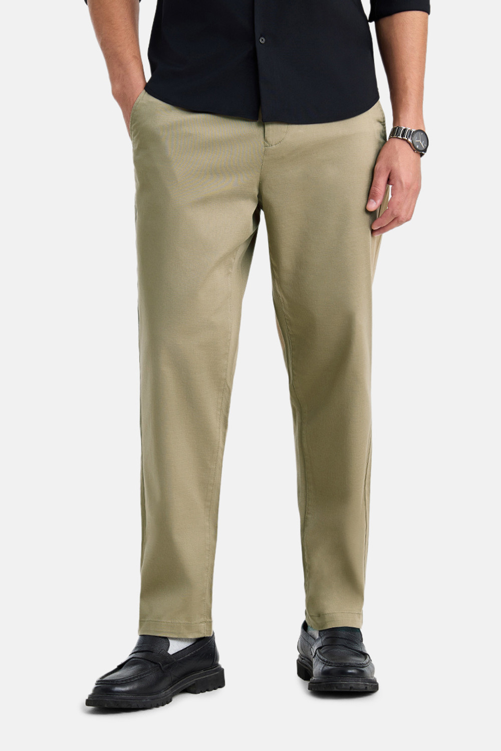 Image of Snitch Comfort Fit Men Khaki Trousers