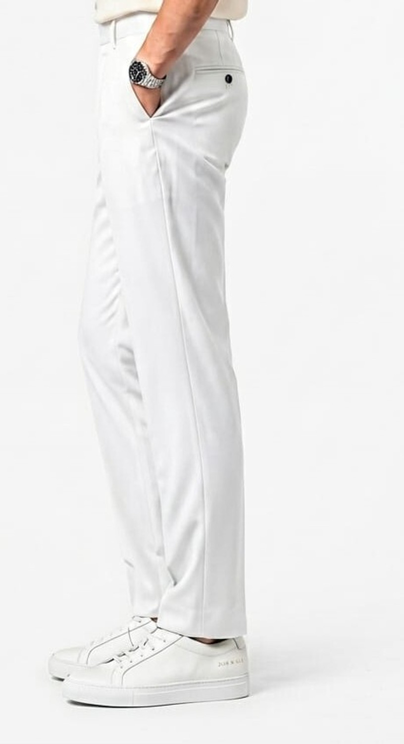 Image of VK TRENDS Men Straight Fit, Regular Fit White Cotton Blend Trousers