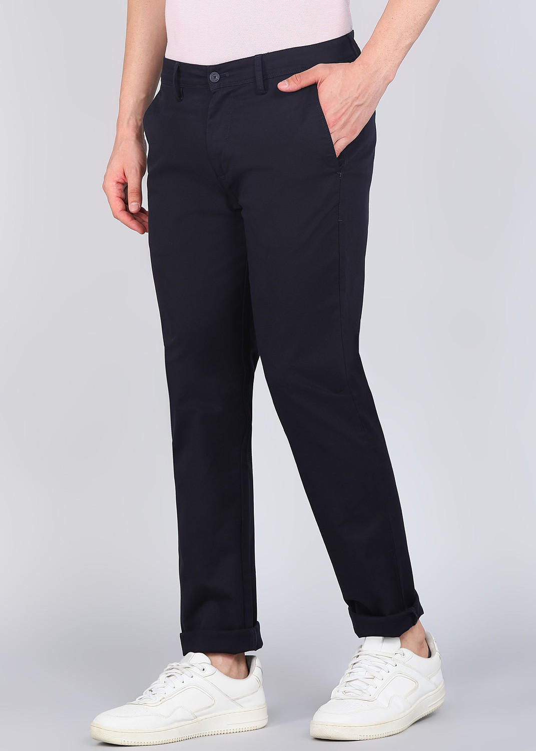 Image of PETER ENGLAND Regular Fit Men Blue Trousers
