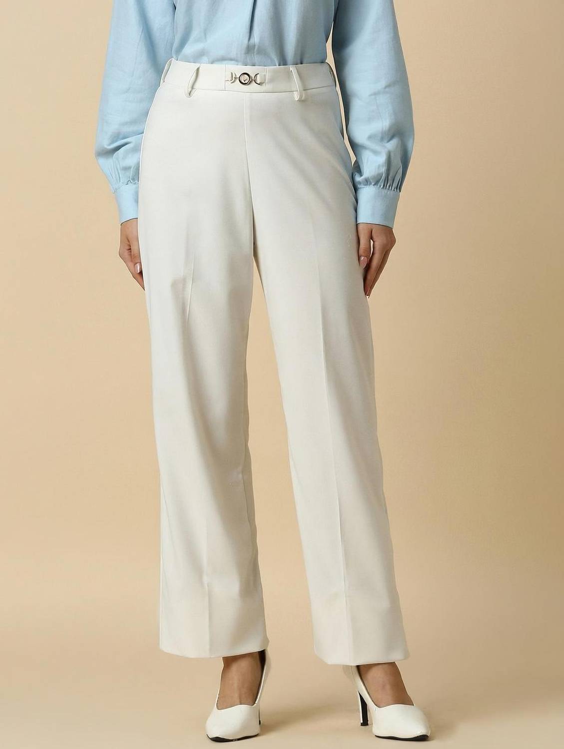 Allen Solly Regular Fit Women White Trousers