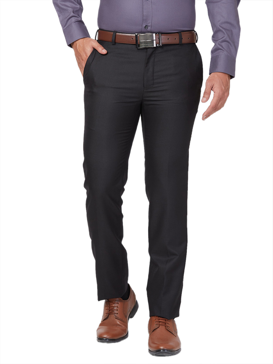 Image of Raymond Slim Fit Men Black Trousers
