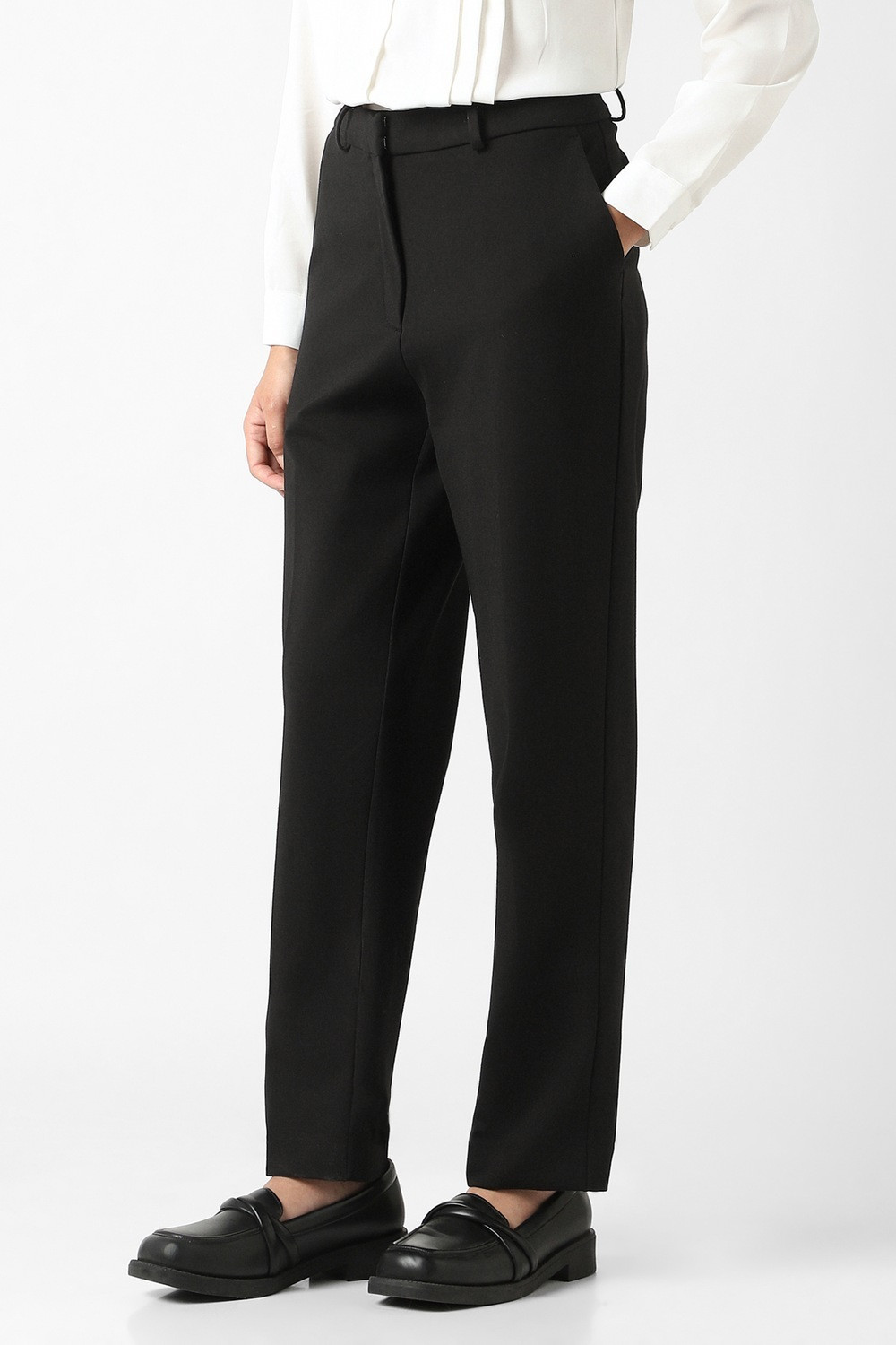 Image of VAN HEUSEN Regular Fit Women Black Trousers