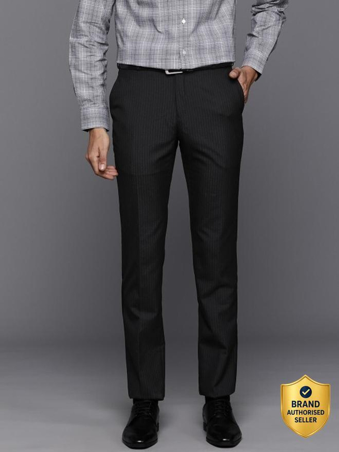 Image of Raymond Slim Fit Men Black Trousers