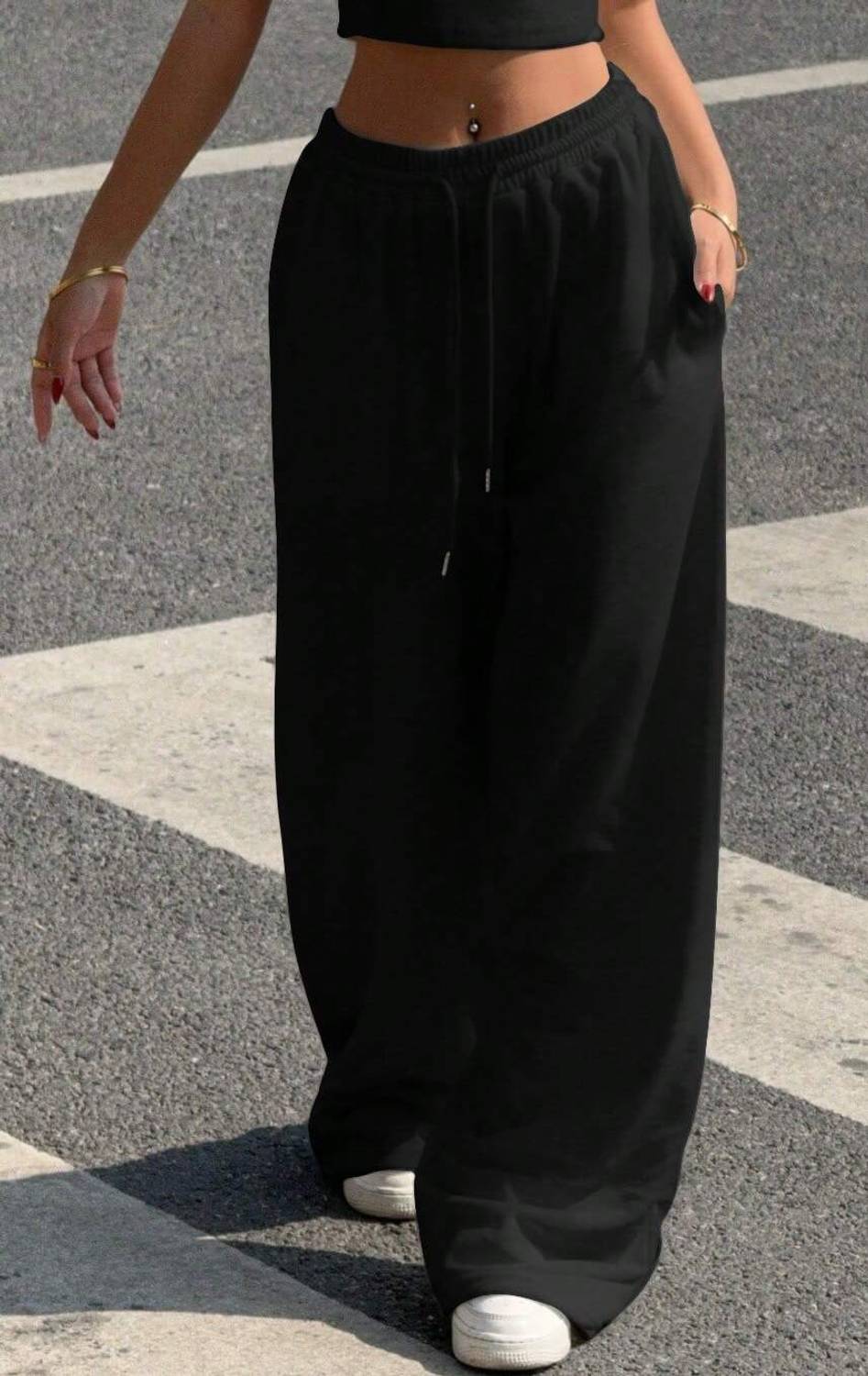 Else & What Loose Fit Women Black Trousers - Image 1