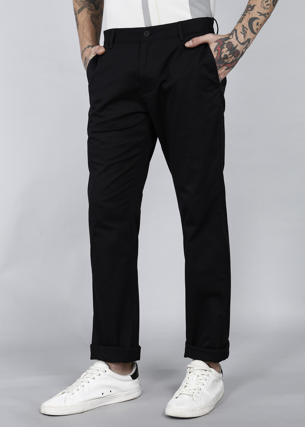 Image of Blackberrys Slim Fit Men Black Trousers