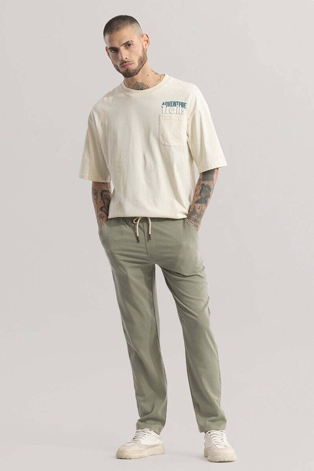 Snitch Regular Fit Men Green Trousers - Image 5