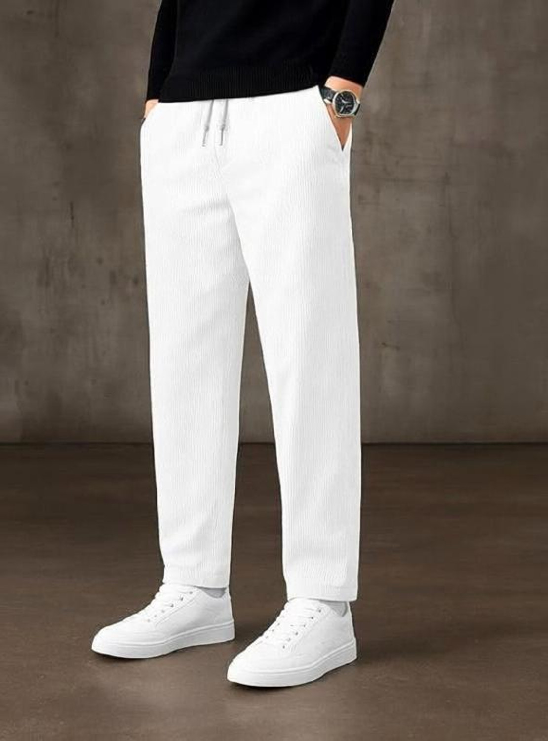 Image of Iqivli Relaxed Men White Trousers