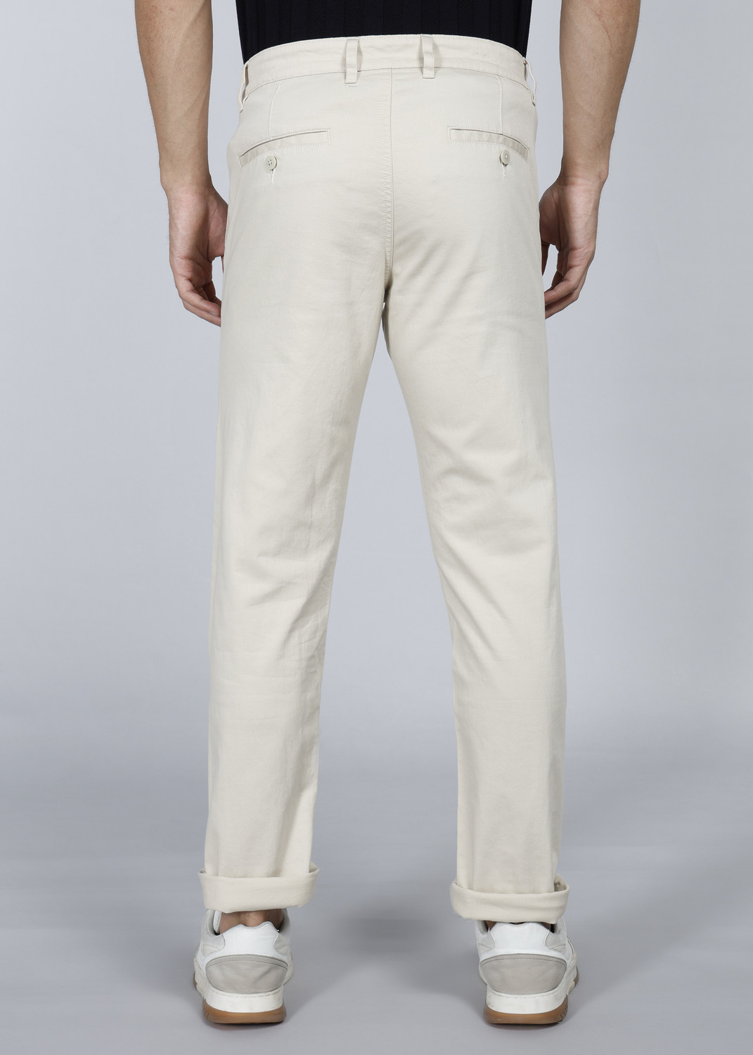 Image of VAN HEUSEN SPORT Men Slim Fit Beige Cotton Blend Trousers