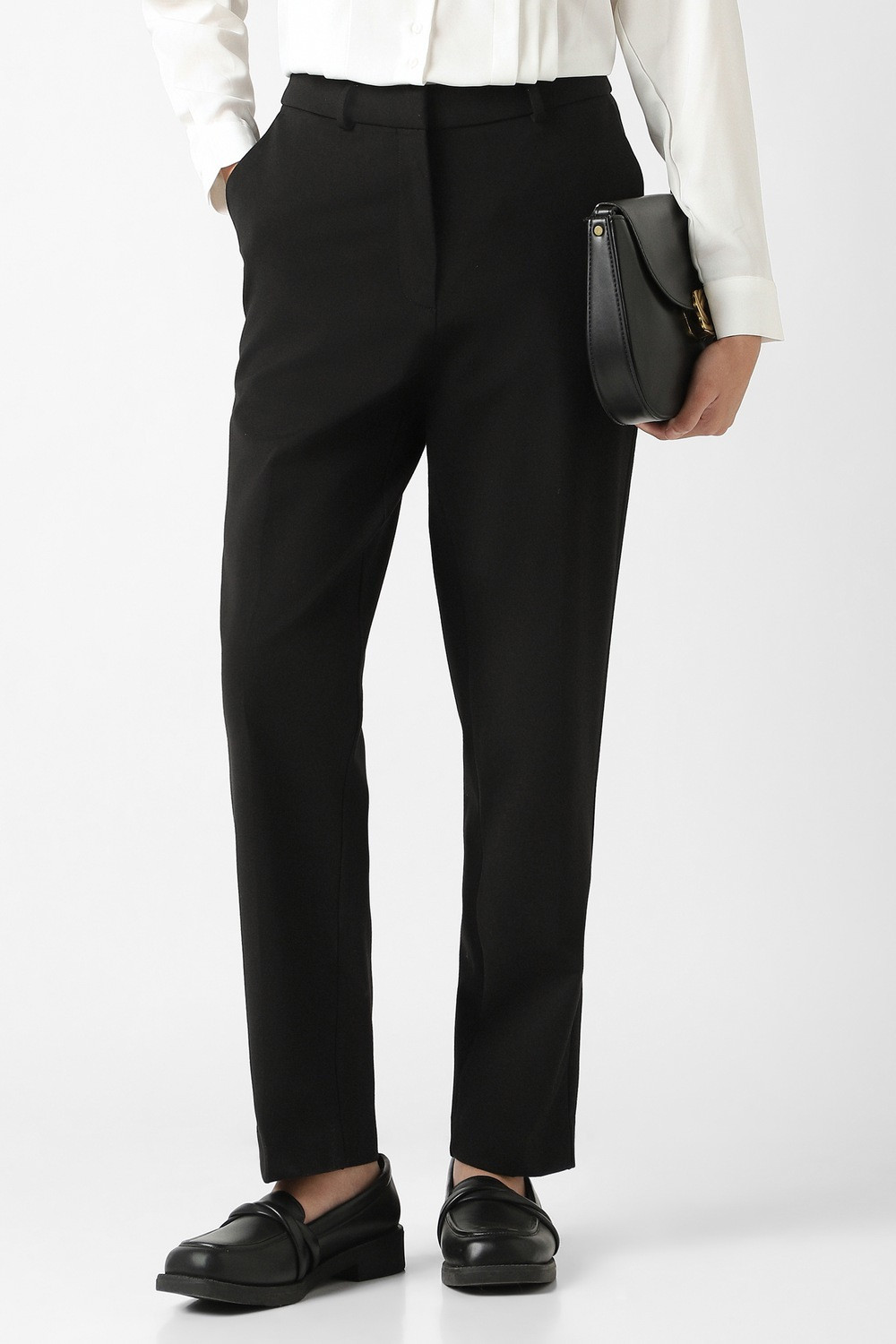 Image of VAN HEUSEN Regular Fit Women Black Trousers