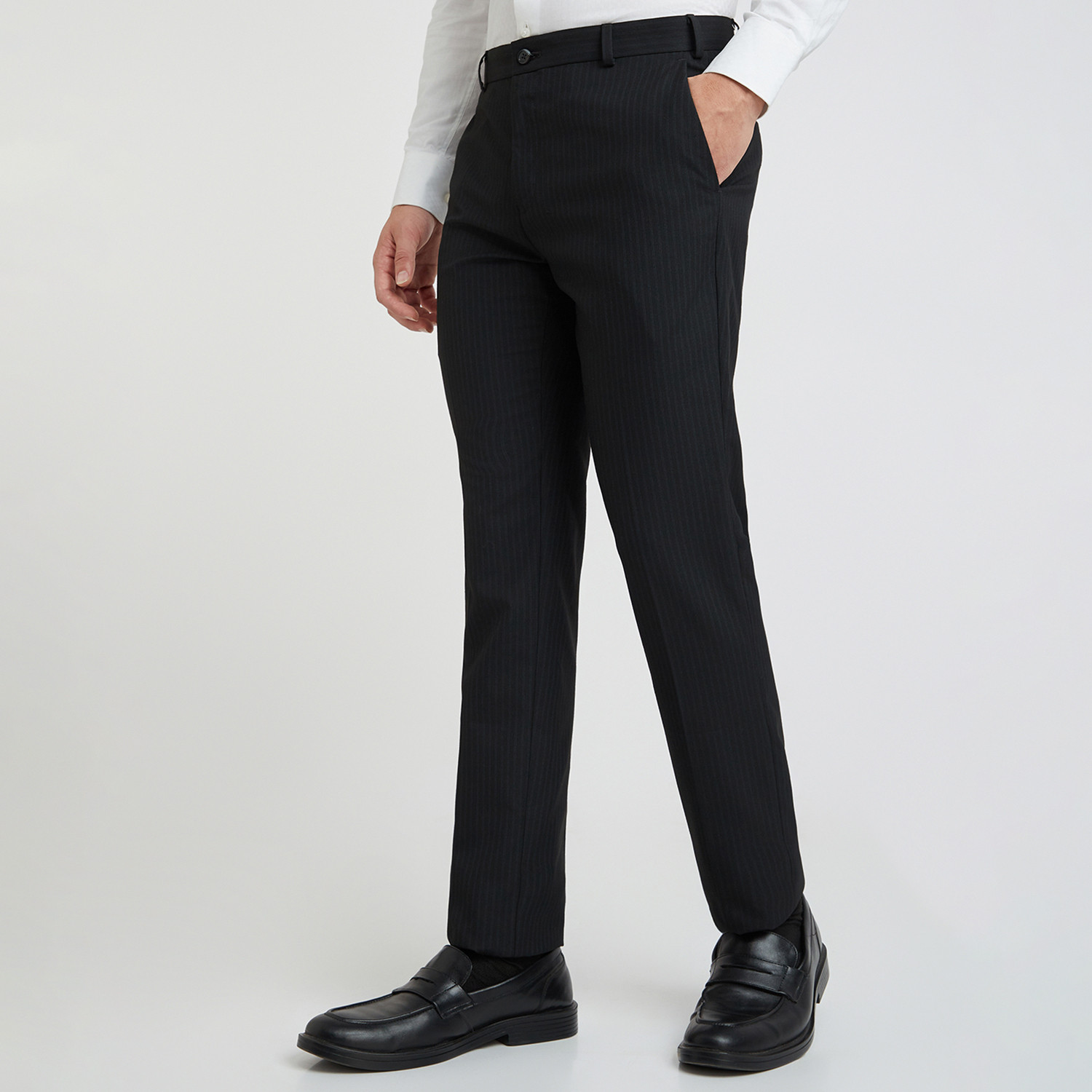 Image of Raymond Slim Fit Men Black Trousers