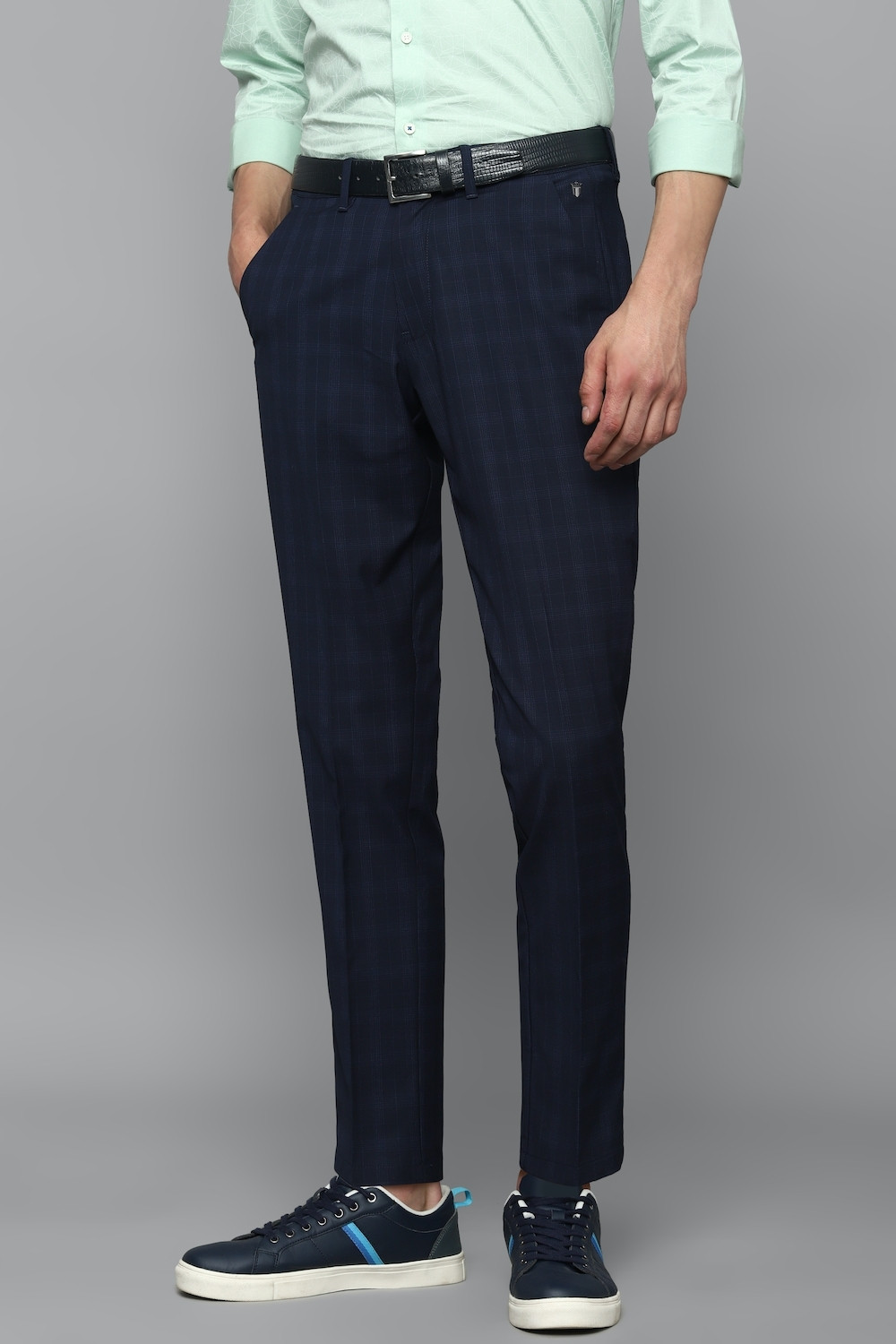 Image of LOUIS PHILIPPE Slim Fit Men Dark Blue Trousers