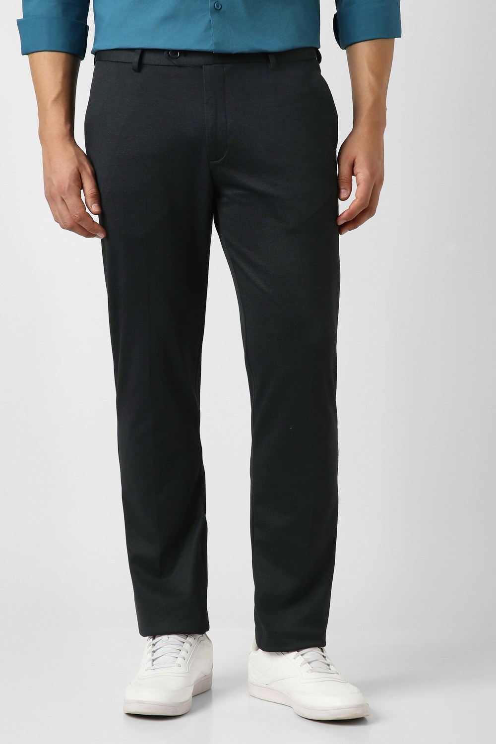 Image of PETER ENGLAND Slim Fit Men Black Trousers