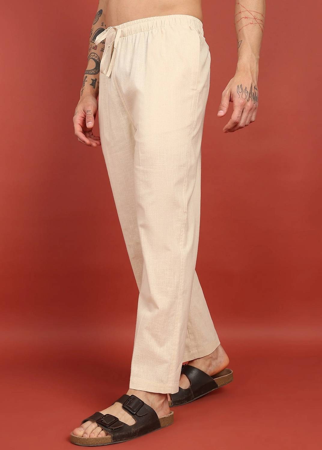 FABMADE Loose Fit Beige Trousers - Image 4