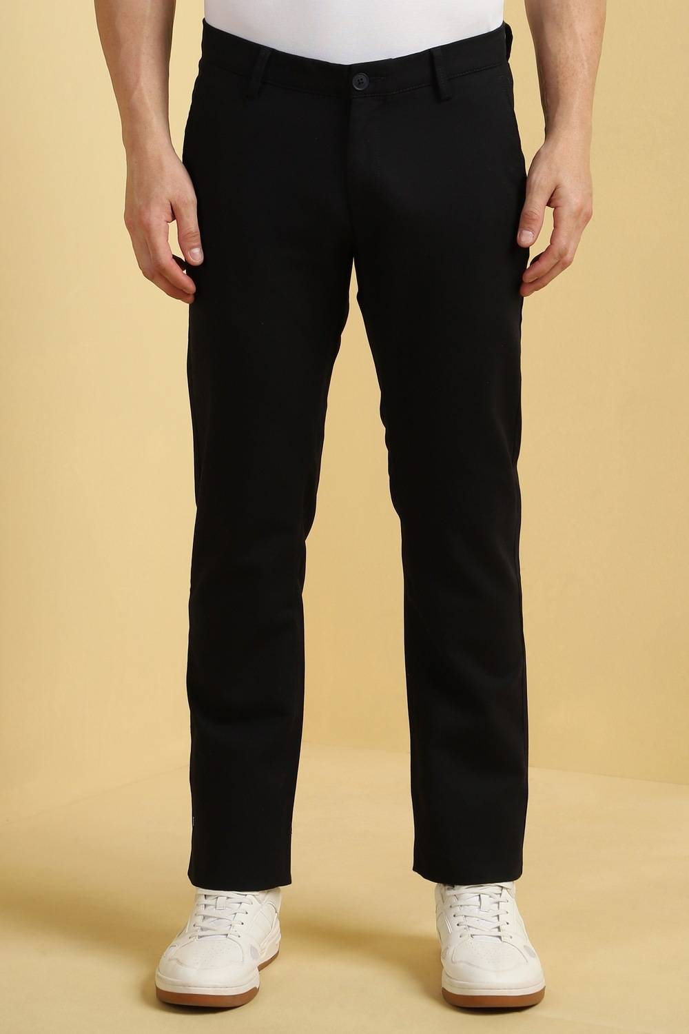 Allen Solly Slim Fit Men Black Trousers